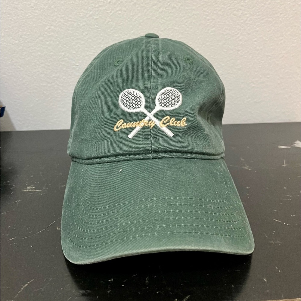 Country Club Tennis Baseball Hat, Green, Adjustable, new without tags